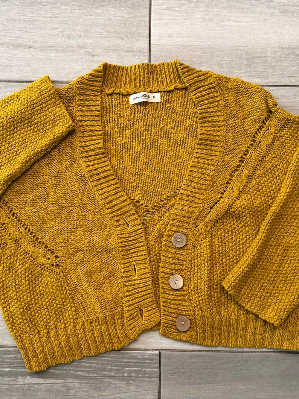 NATURAL LIFE Button-Front Cropped Cardigan Trio - Mustard, Purple, Rust - Picture 5 of 8